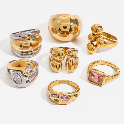Assorted Sculptural Zircon Rings — design overview 01