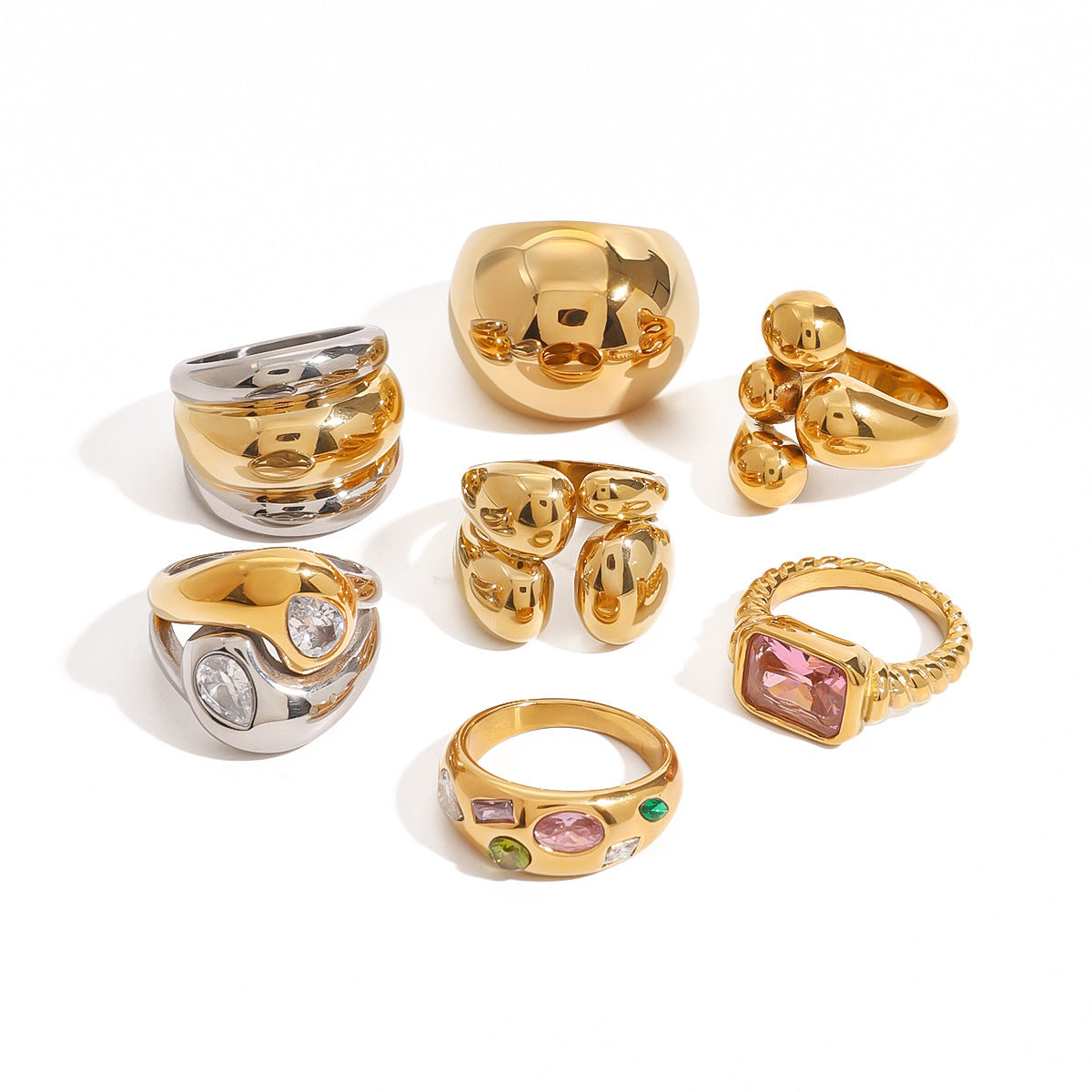 Assorted Sculptural Zircon Rings — design overview 05
