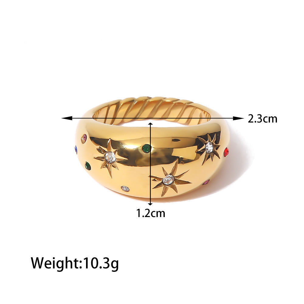 Assorted Sculptural Zircon Rings — dimensions and size reference 08