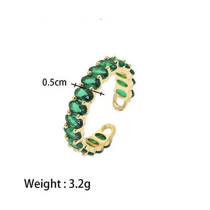 Assorted Green Stone Rings — dimensions and size reference 09