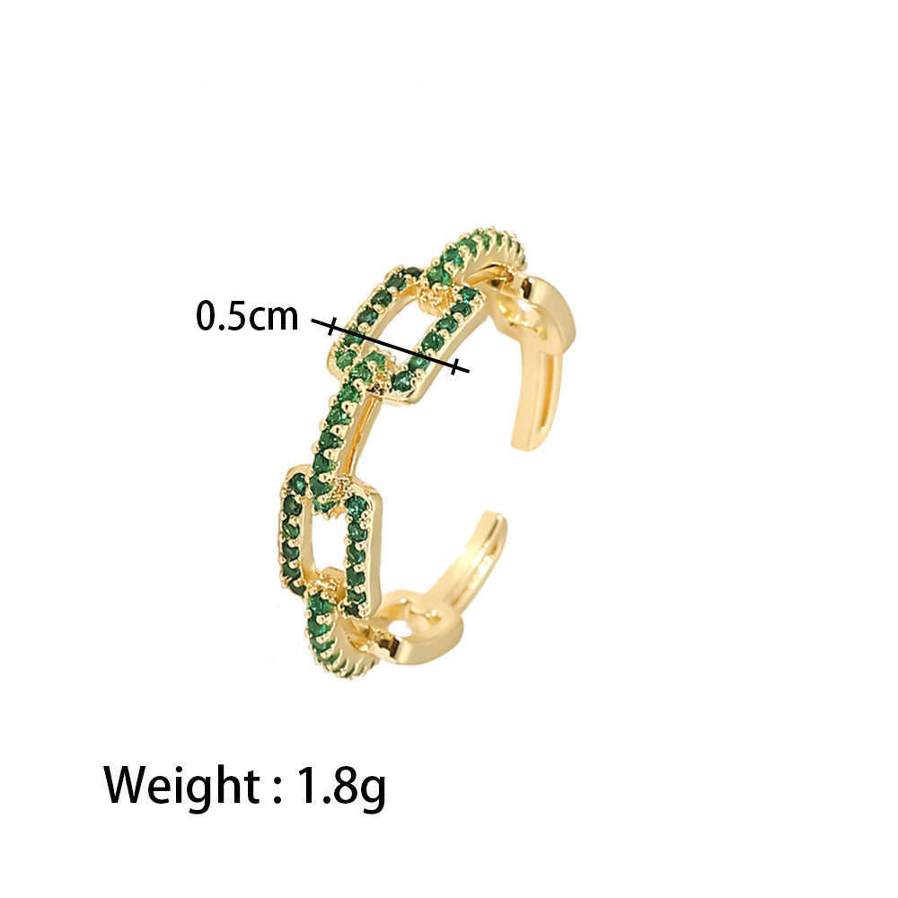 Assorted Green Stone Rings — dimensions and size reference 10