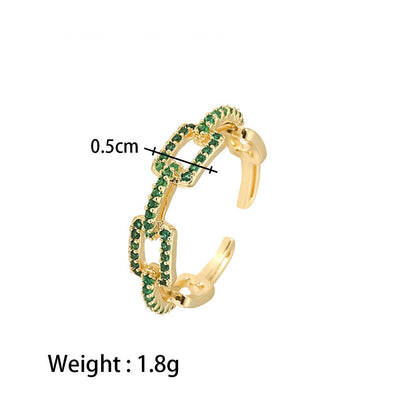 Assorted Green Stone Rings — dimensions and size reference 10