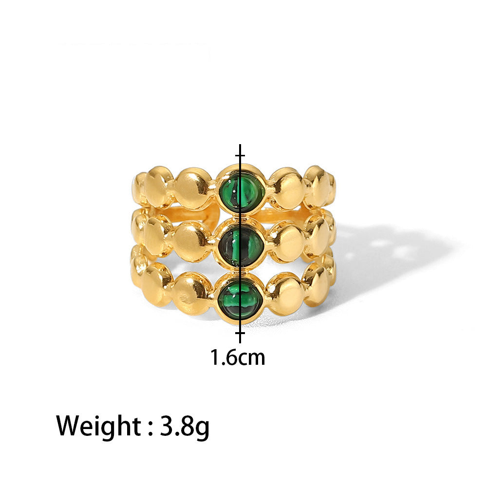 Assorted Green Stone Rings — dimensions and size reference 12