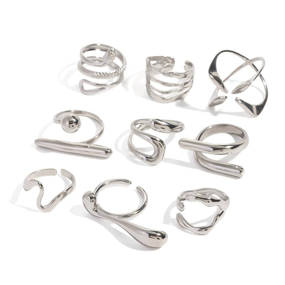 Silver-Tone Sculptural Open Rings — design overview 01