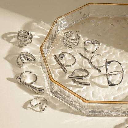 Silver-Tone Sculptural Open Rings — styled view 03