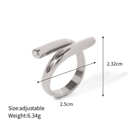 Silver-Tone Sculptural Open Rings — dimensions and size reference 10