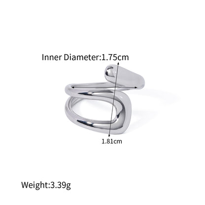 Silver-Tone Sculptural Open Rings — dimensions and size reference 14