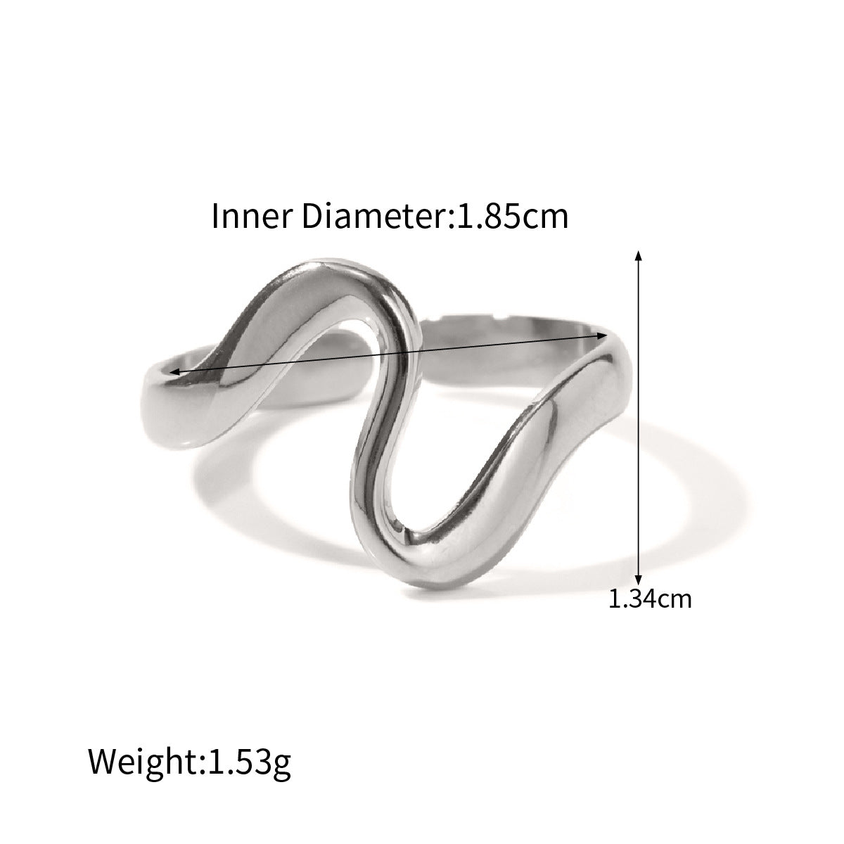 Silver-Tone Sculptural Open Rings — dimensions and size reference 15