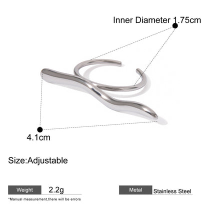 Silver-Tone Sculptural Open Rings — dimensions and size reference 16