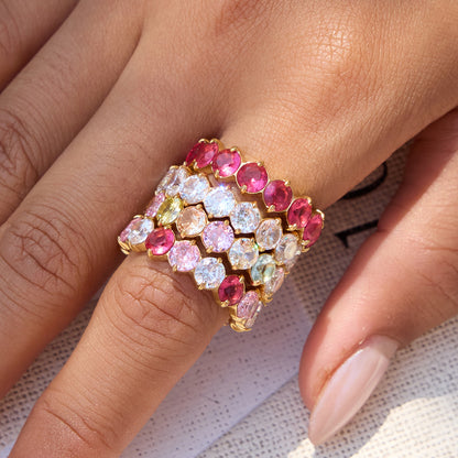 Multicolor Zircon Eternity Rings — styled view 02
