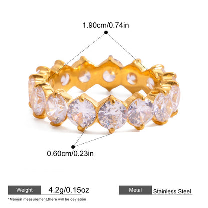 Multicolor Zircon Eternity Rings — dimensions and size reference 15