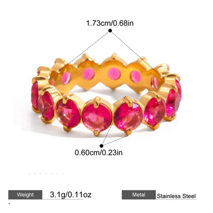 Multicolor Zircon Eternity Rings — dimensions and size reference 16