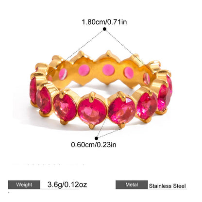 Multicolor Zircon Eternity Rings — dimensions and size reference 17