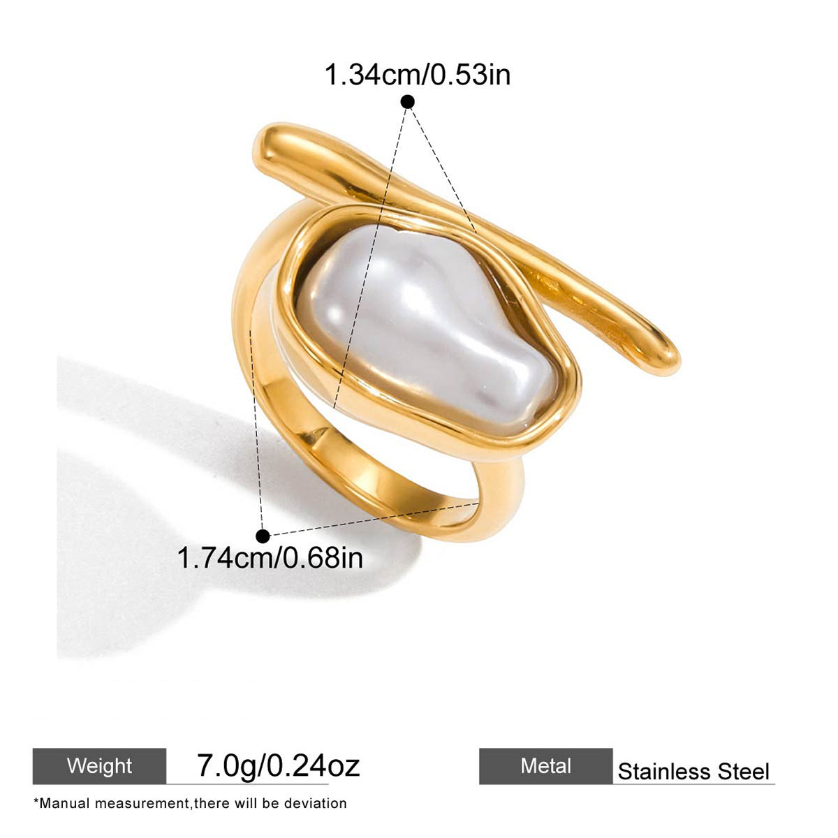 Pearl Statement Rings — dimensions and size reference 12