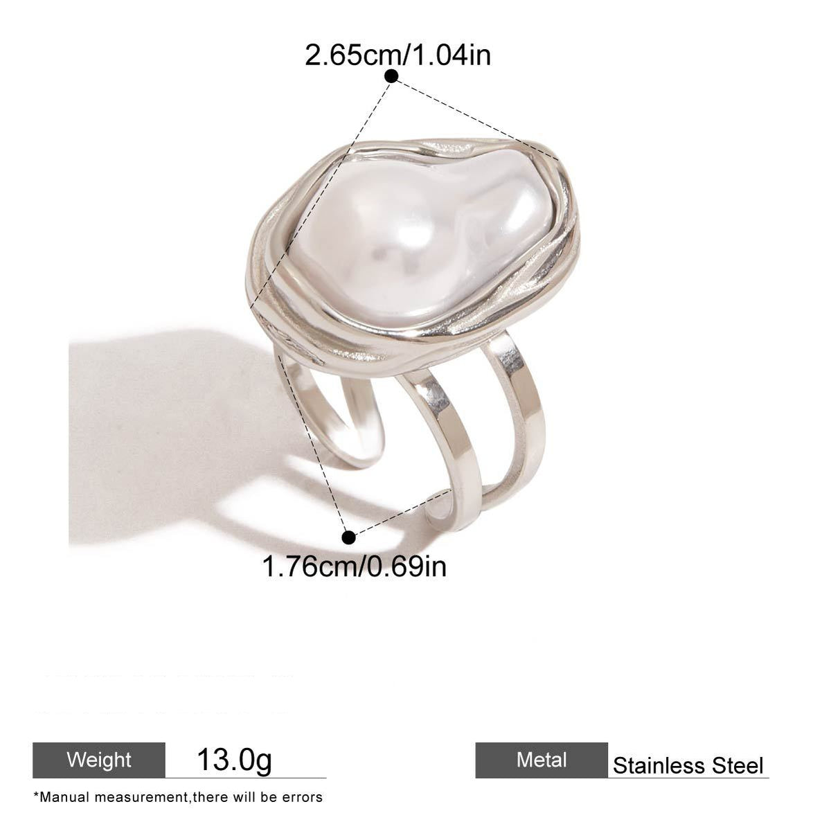 Pearl Statement Rings — dimensions and size reference 15