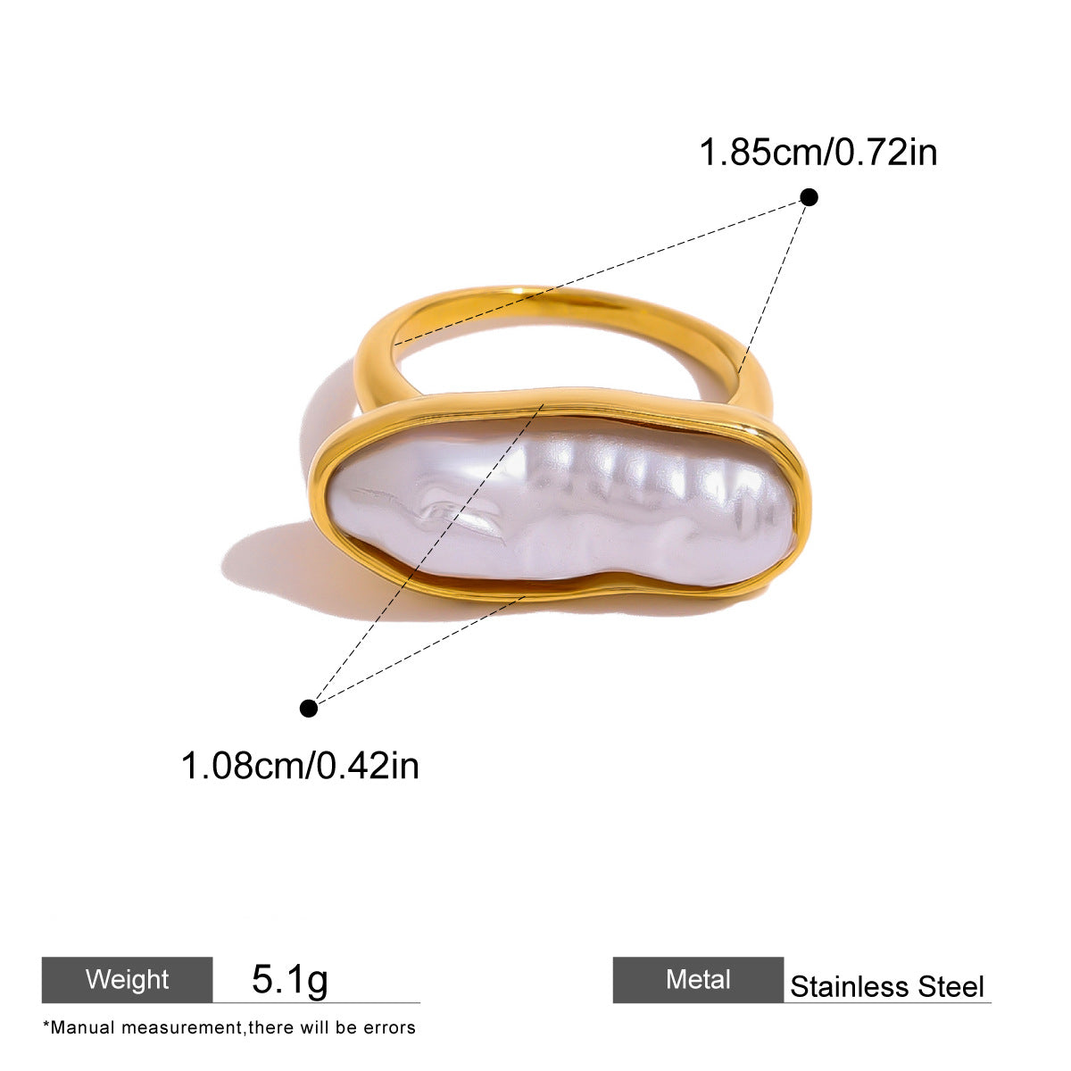 Pearl Statement Rings — dimensions and size reference 17