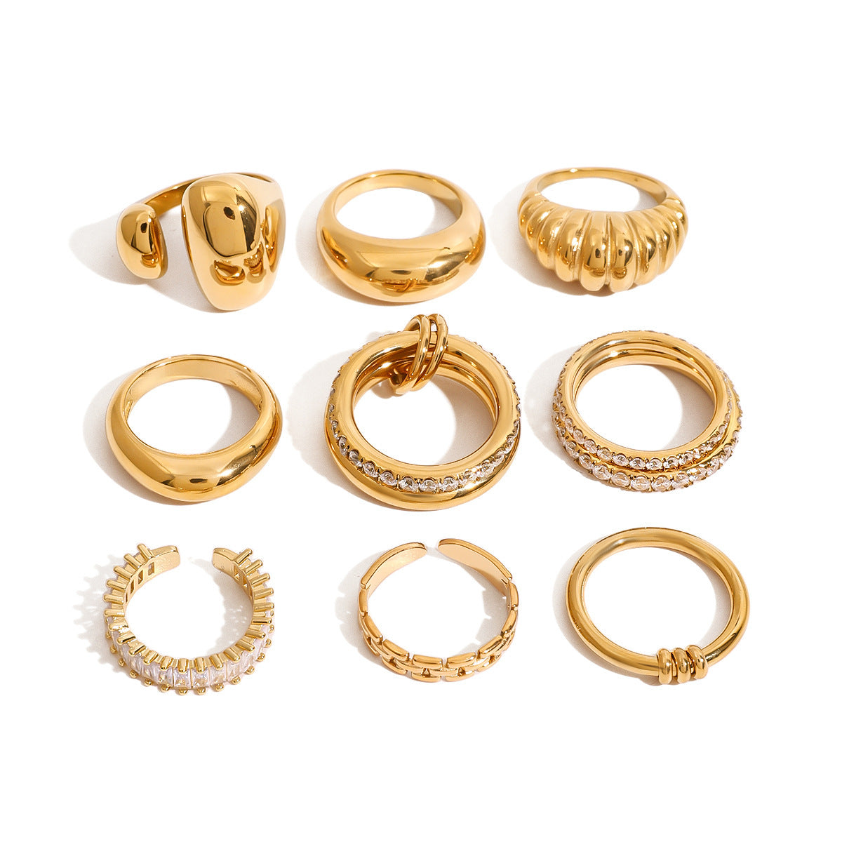 Assorted Gold-Tone Zircon Rings — design overview 05