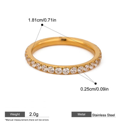 Assorted Gold-Tone Zircon Rings — dimensions and size reference 20