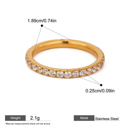 Assorted Gold-Tone Zircon Rings — dimensions and size reference 21