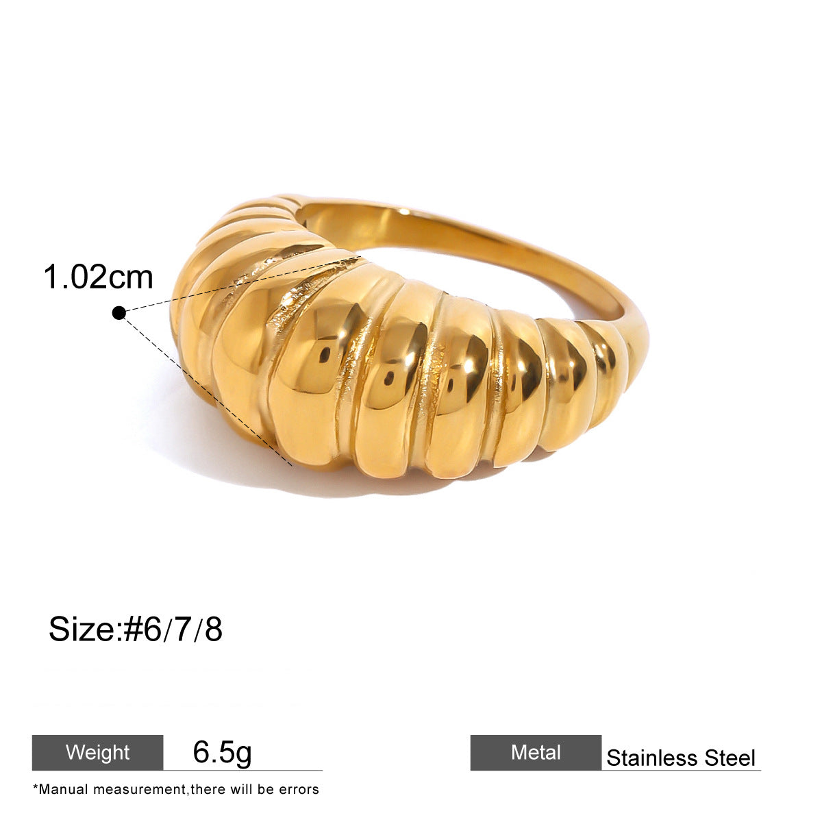 Assorted Gold-Tone Zircon Rings — dimensions and size reference 22