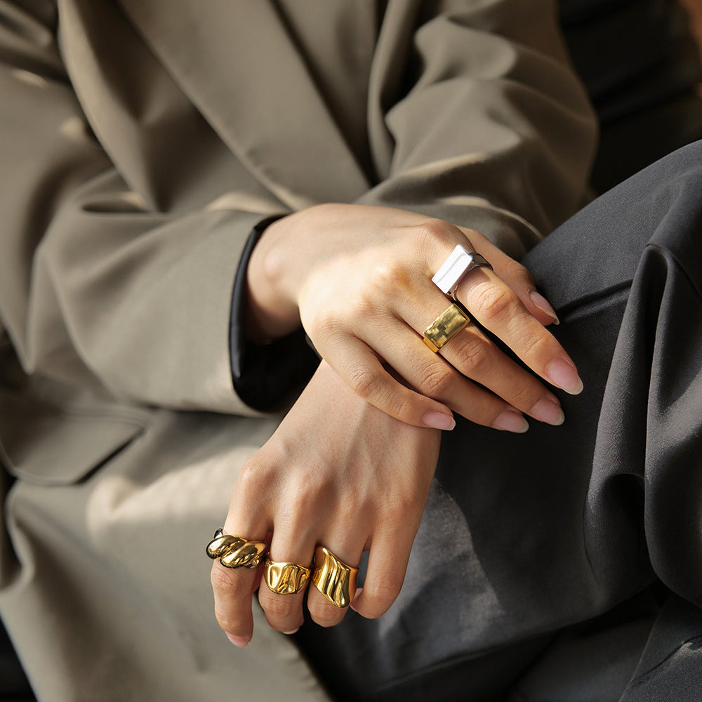 Two-Tone Sculptural Statement Rings — styled view 02
