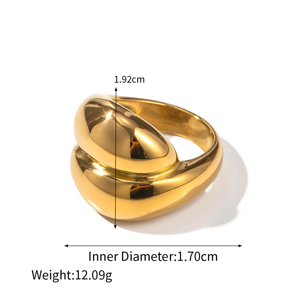Two-Tone Sculptural Statement Rings — dimensions and size reference 10