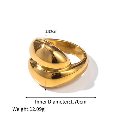 Two-Tone Sculptural Statement Rings — dimensions and size reference 10