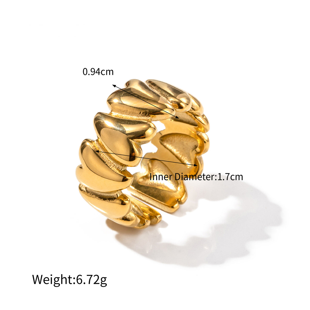 Two-Tone Sculptural Statement Rings — dimensions and size reference 14