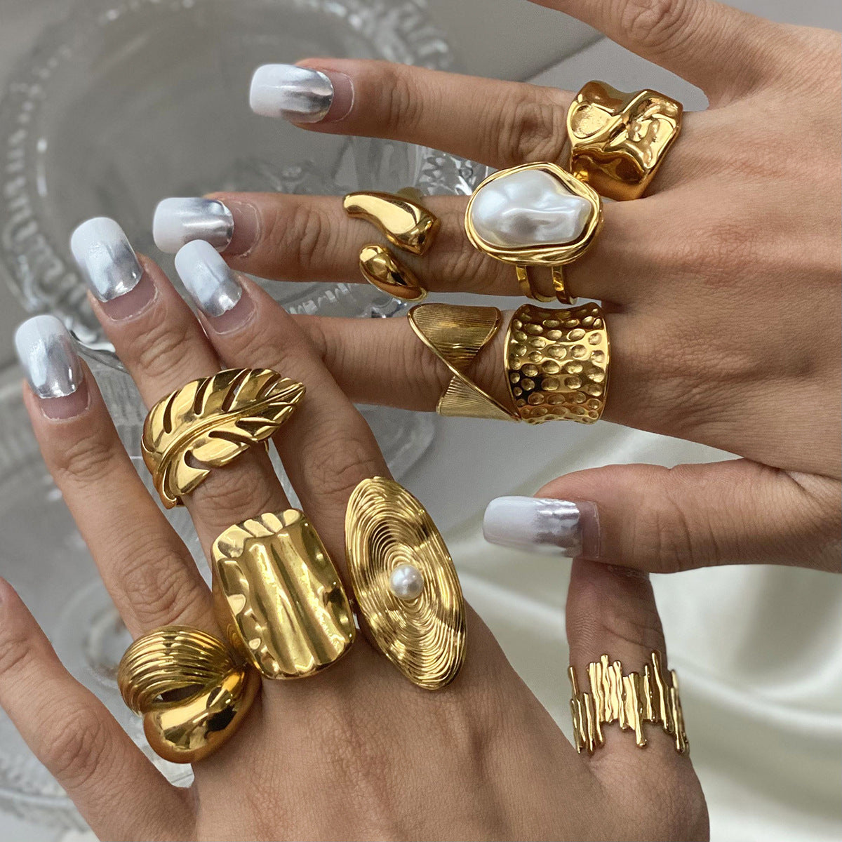 Assorted Textured Statement Rings — styled view 02