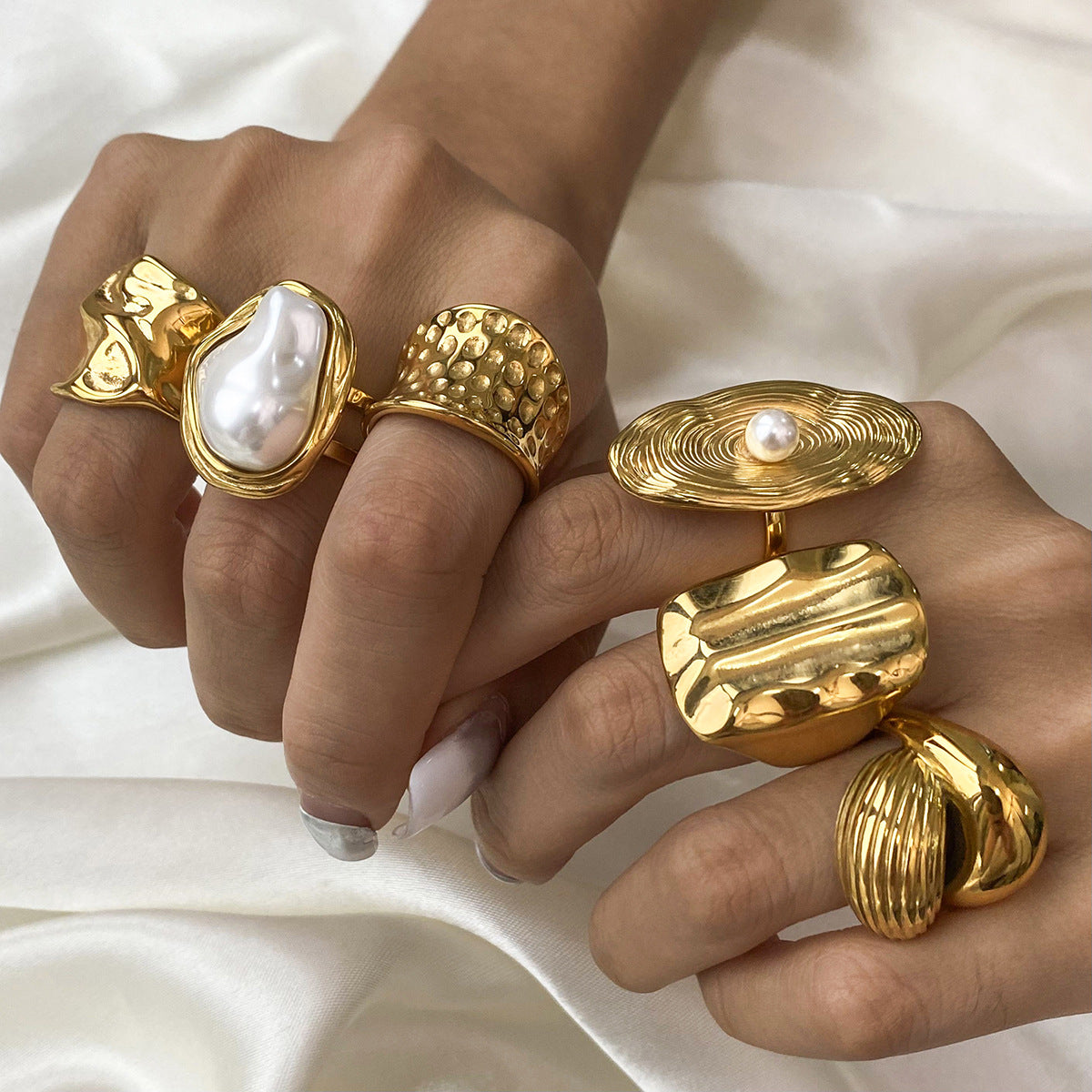 Assorted Textured Statement Rings — styled view 03