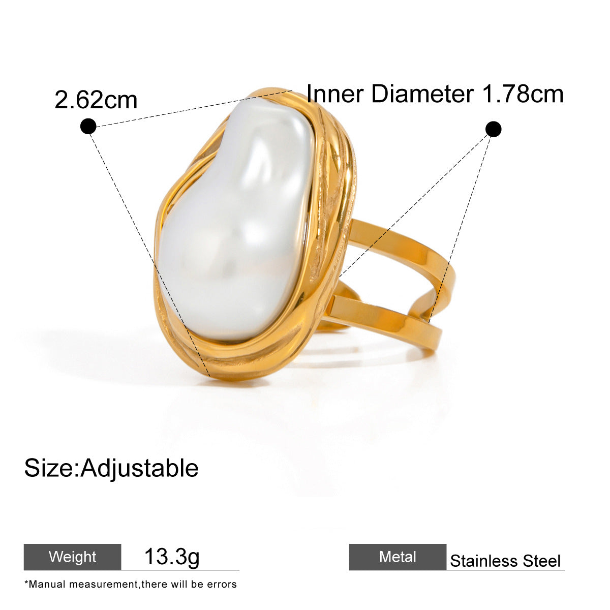 Assorted Textured Statement Rings — dimensions and size reference 11