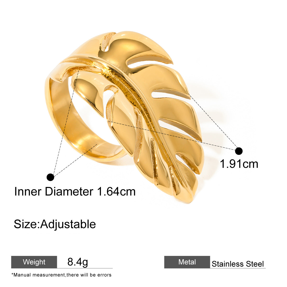 Assorted Textured Statement Rings — dimensions and size reference 13