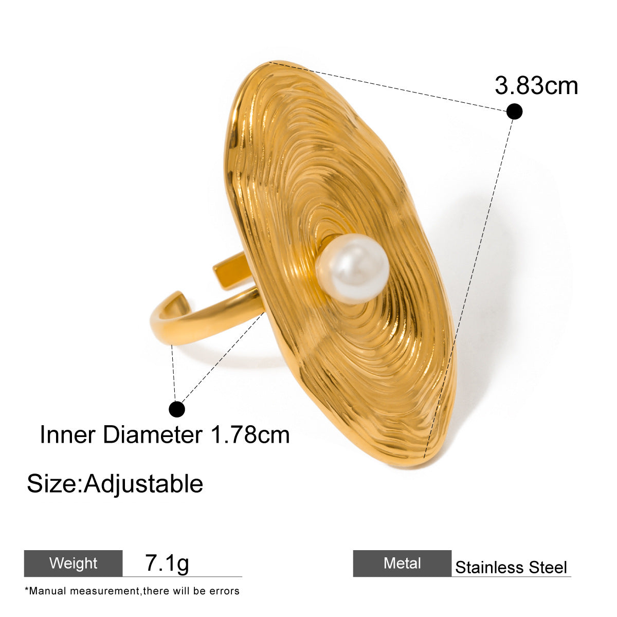 Assorted Textured Statement Rings — dimensions and size reference 17