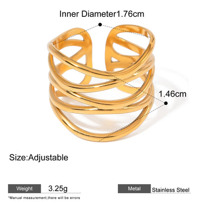 Assorted Textured Statement Rings — dimensions and size reference 18