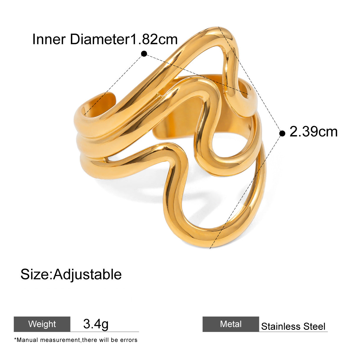 Assorted Textured Statement Rings — dimensions and size reference 19