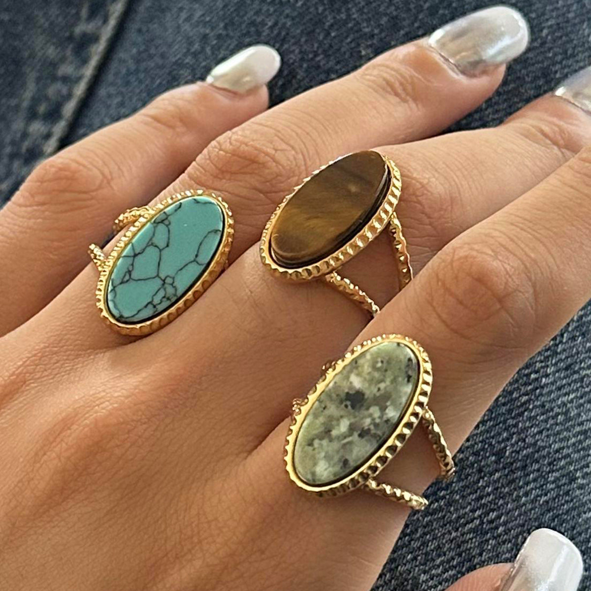 Oval Stone Statement Rings — flat lay 04