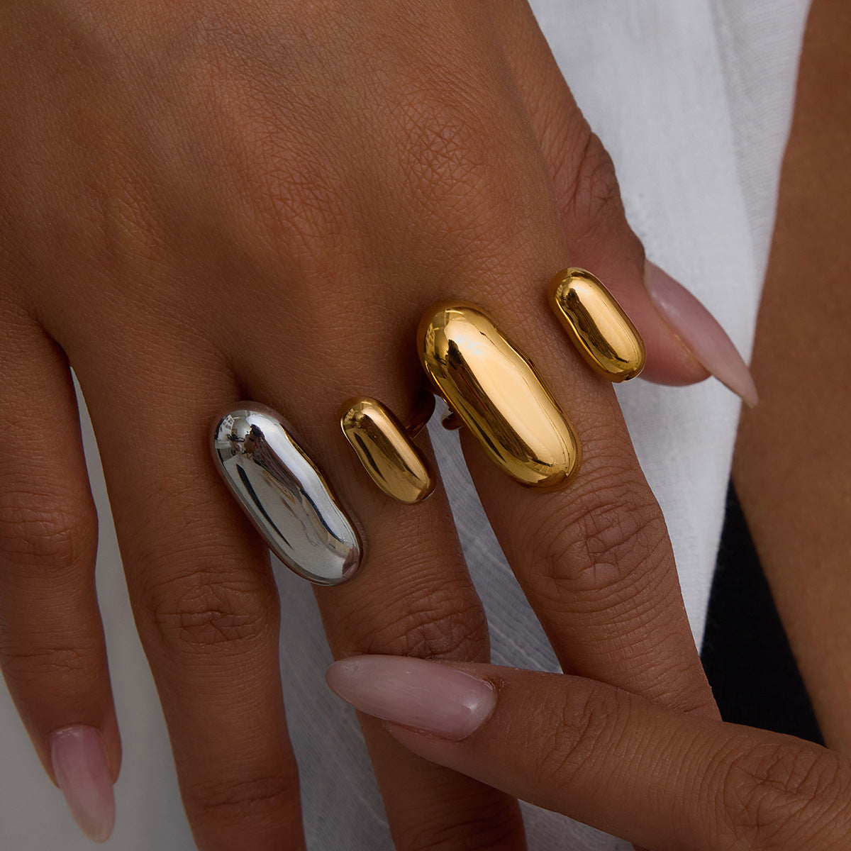 Two-Tone Oval Open Rings — styled view 02