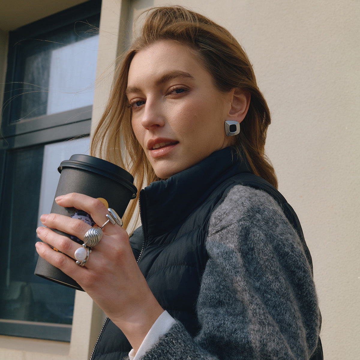 Two-Tone Oval Open Rings — styled view 03