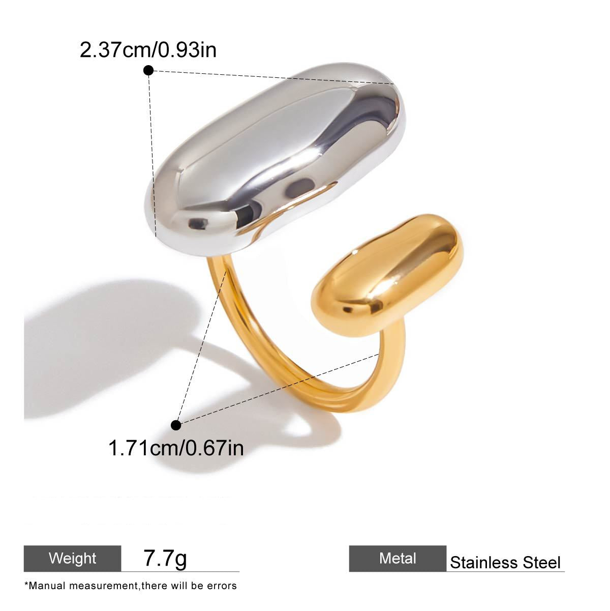 Two-Tone Oval Open Rings — dimensions and size reference 06