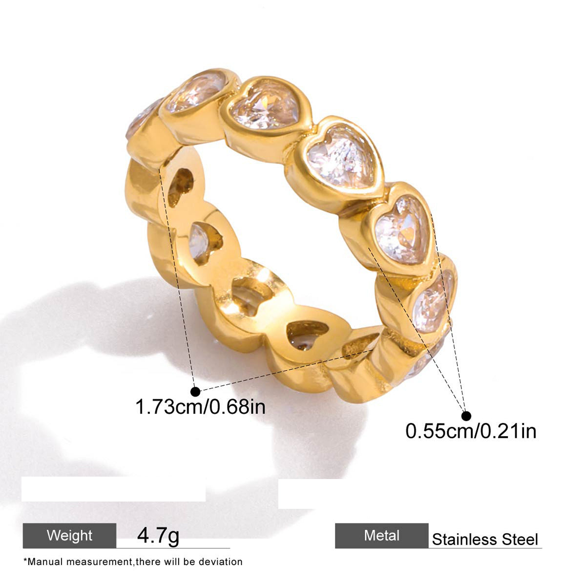 Zircon Eternity Rings — dimensions and size reference 06