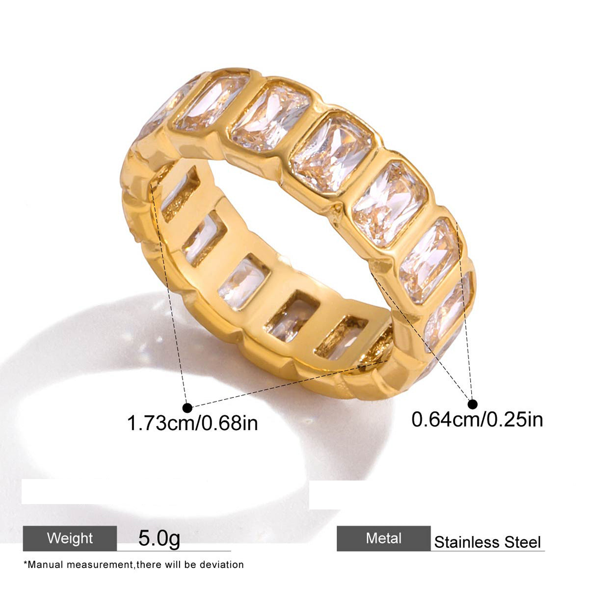 Zircon Eternity Rings — dimensions and size reference 07