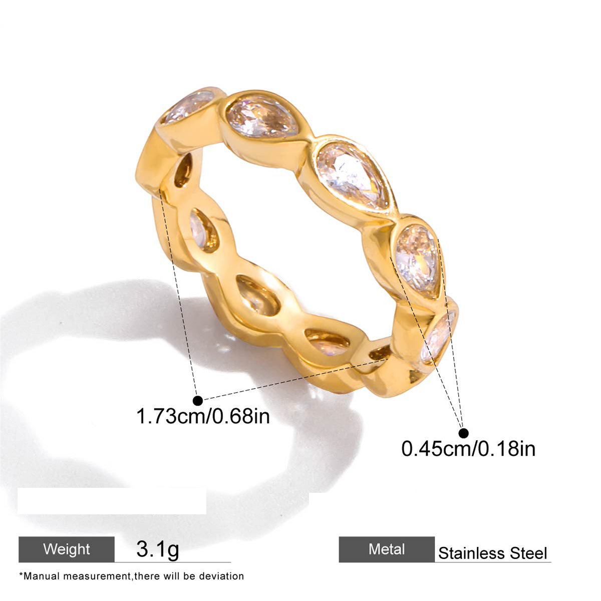 Zircon Eternity Rings — dimensions and size reference 08