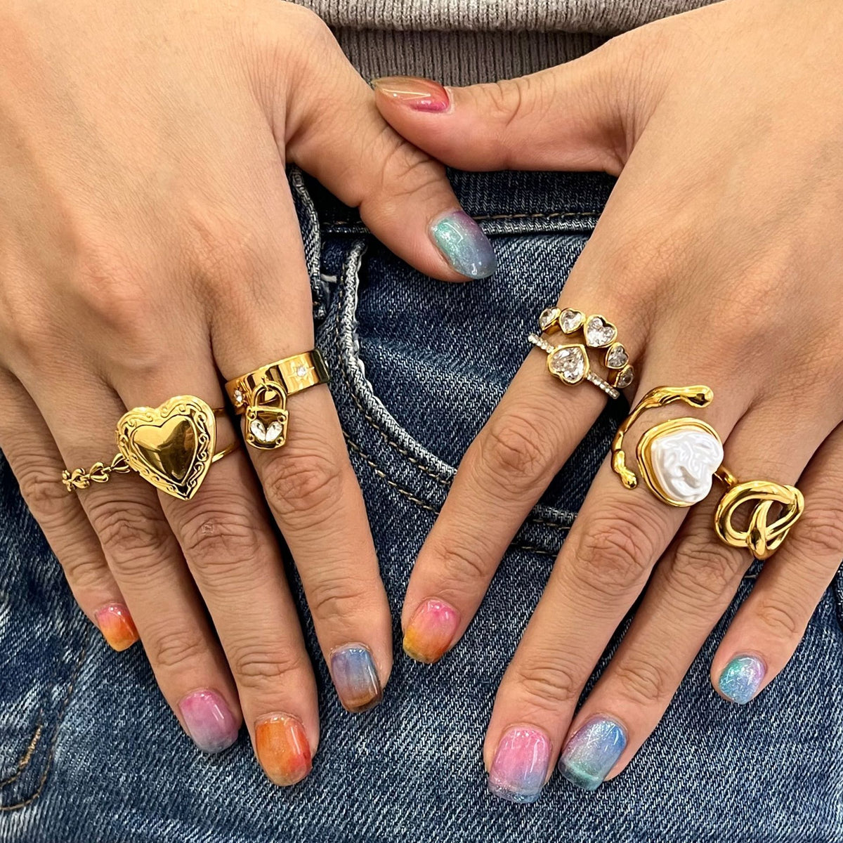Zircon and Chain Ring — styled view 03