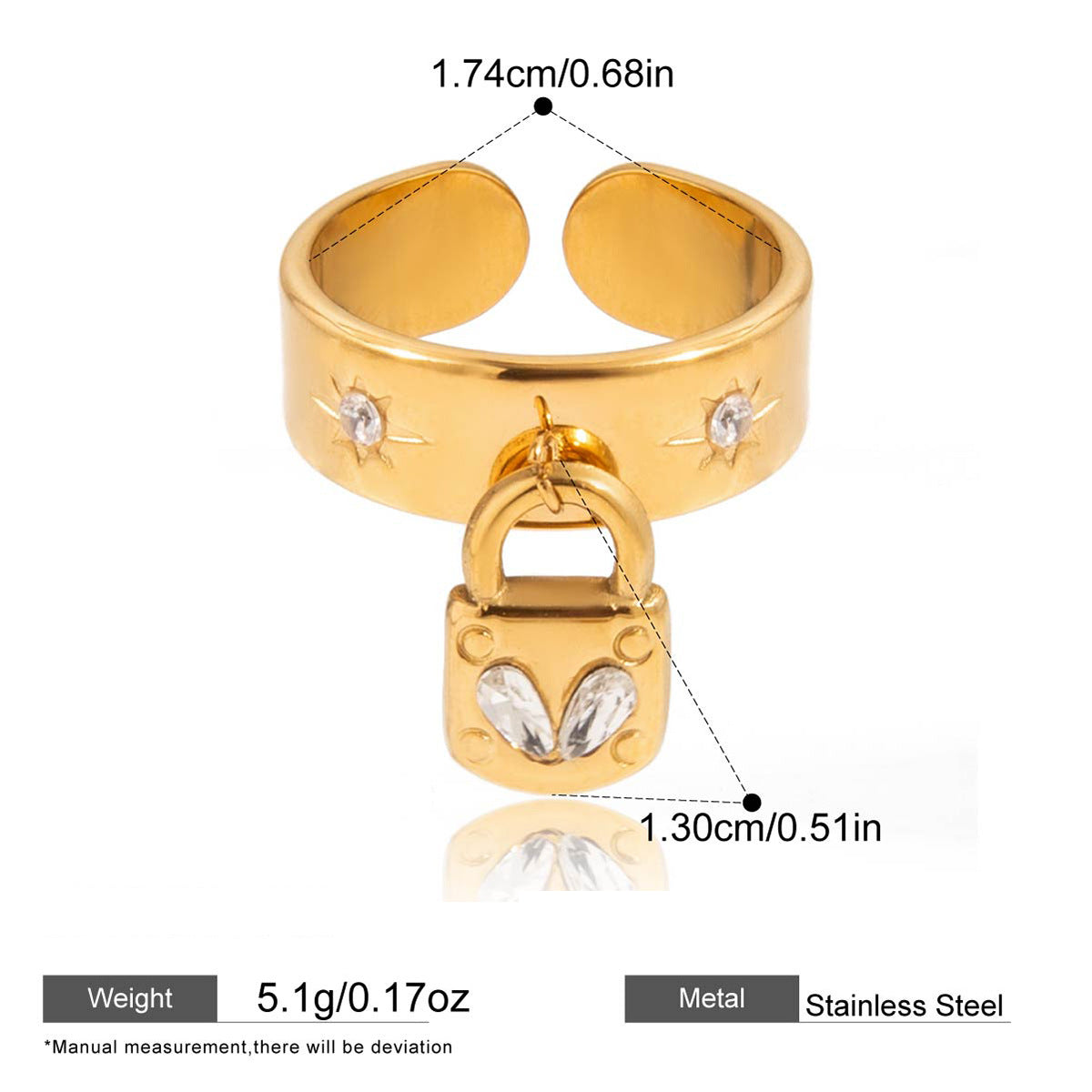 Zircon and Chain Ring — dimensions and size reference 07