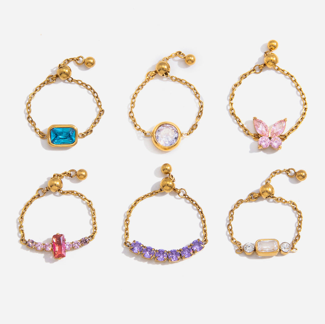 Adjustable Chain Zircon Rings — design overview 01