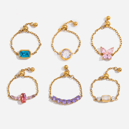 Adjustable Chain Zircon Rings — design overview 01