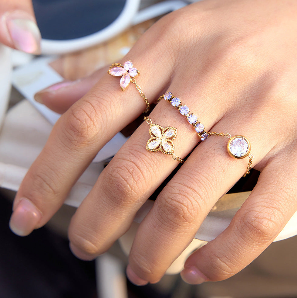 Adjustable Chain Zircon Rings — styled view 02