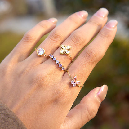 Adjustable Chain Zircon Rings — styled view 03