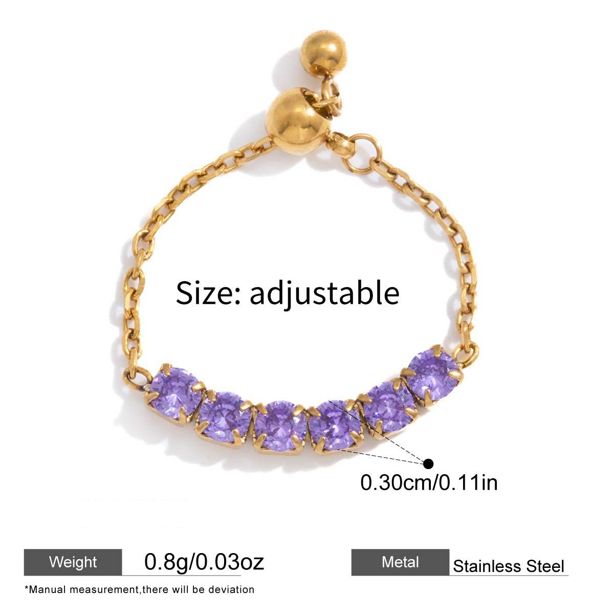 Adjustable Chain Zircon Rings — dimensions and size reference 06