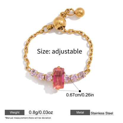 Adjustable Chain Zircon Rings — dimensions and size reference 07